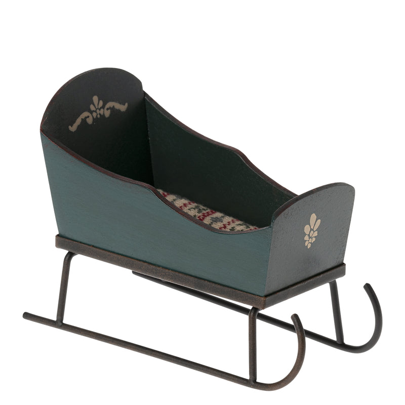 Maileg Sleigh For Mouse Green New 2023