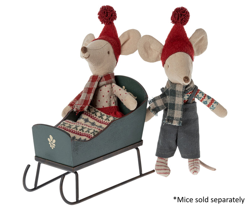 Maileg Sleigh For Mouse Green New 2023