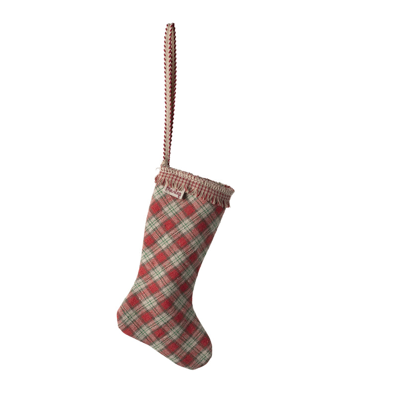 Maileg Stocking Ornament Checker Red F/W 2024