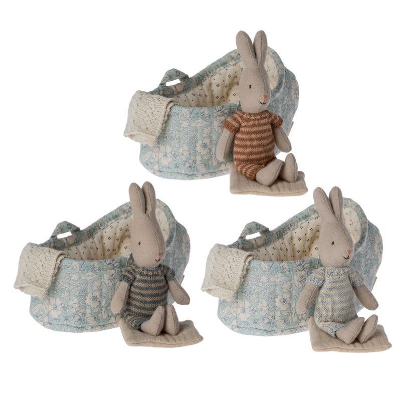 Maileg Rabbit in Carry Cot Micro Assorted