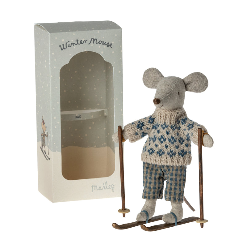 Maileg Winter Mouse with Skis Dad