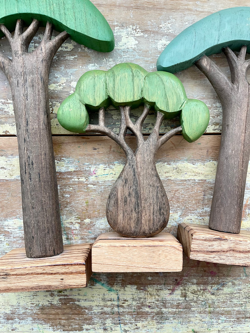 SALE 50% OFF Papoose Wooden Set Of 3 African Trees Coloured