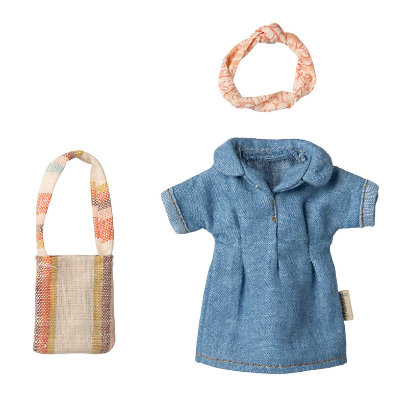Maileg Denim Dress and Bag Mum Mouse S/S 2025