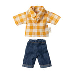 Maileg Yellow Checked Shirt and Pants Dad Mouse S/S 2025
