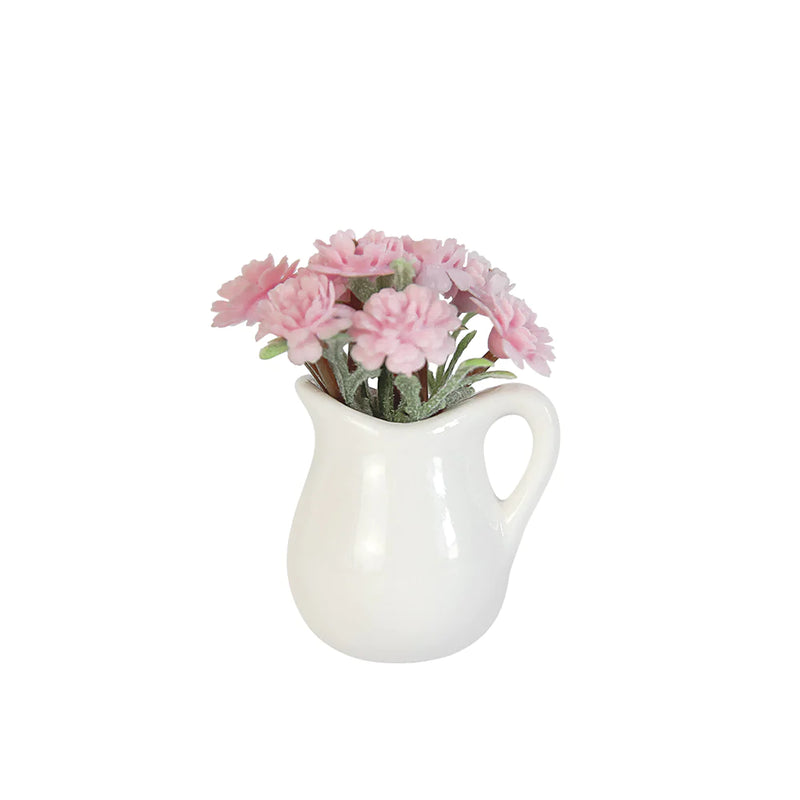 Aizulhomey Pink Carnation Vase Dollhouse Miniature