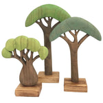 SALE 50% OFF Papoose Wooden Set Of 3 African Trees Coloured
