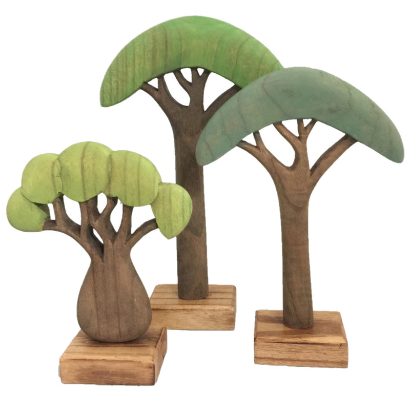SALE 50% OFF Papoose Wooden Set Of 3 African Trees Coloured