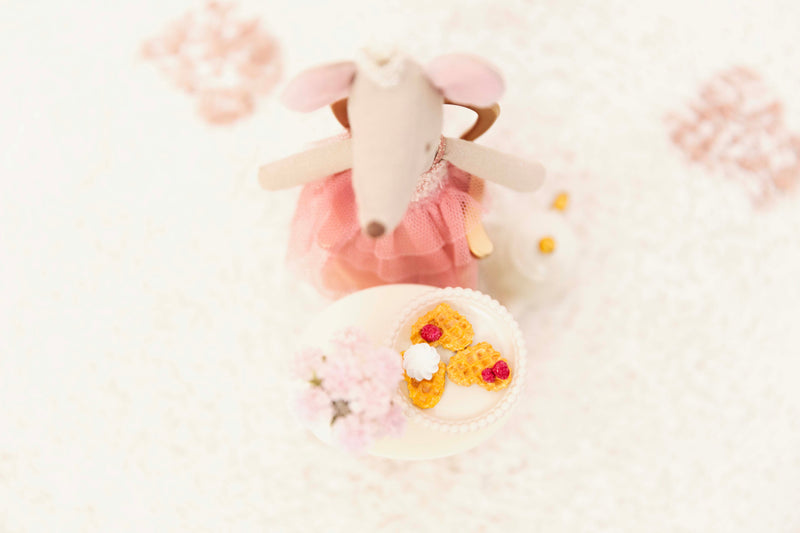 Handmade Miniature Polymer Clay Heart Shaped Waffle Stack Miniature Food Perfect For Maileg Mice