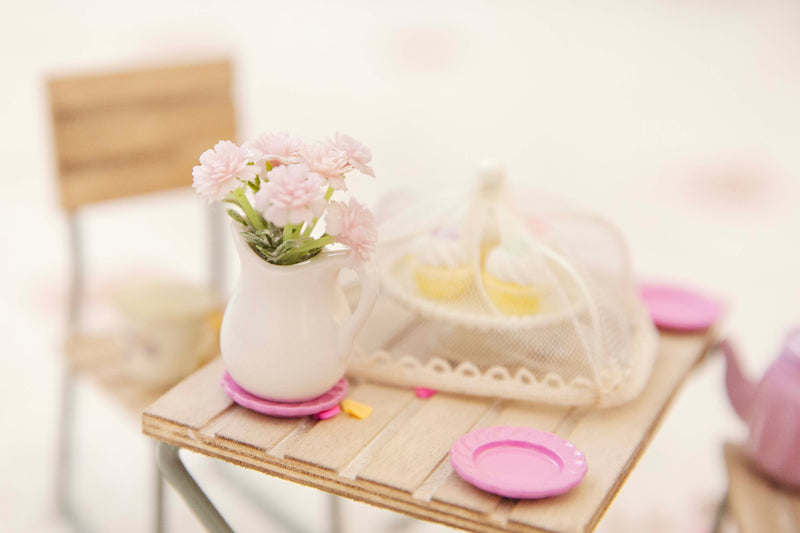 Aizulhomey Pink Carnation Vase Dollhouse Miniature