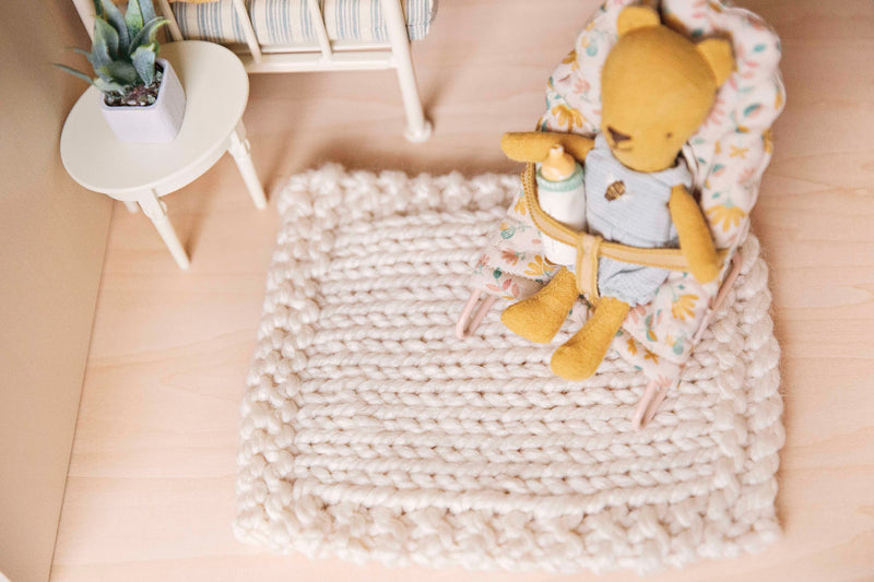 Miniature Hand Knitted Chunky Rug Cream