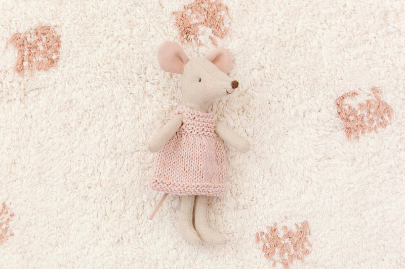 Hand Knitted Dress In Nude Pink Made To Fit The Maileg Mice Mum Mouse And Big Sister Mouse