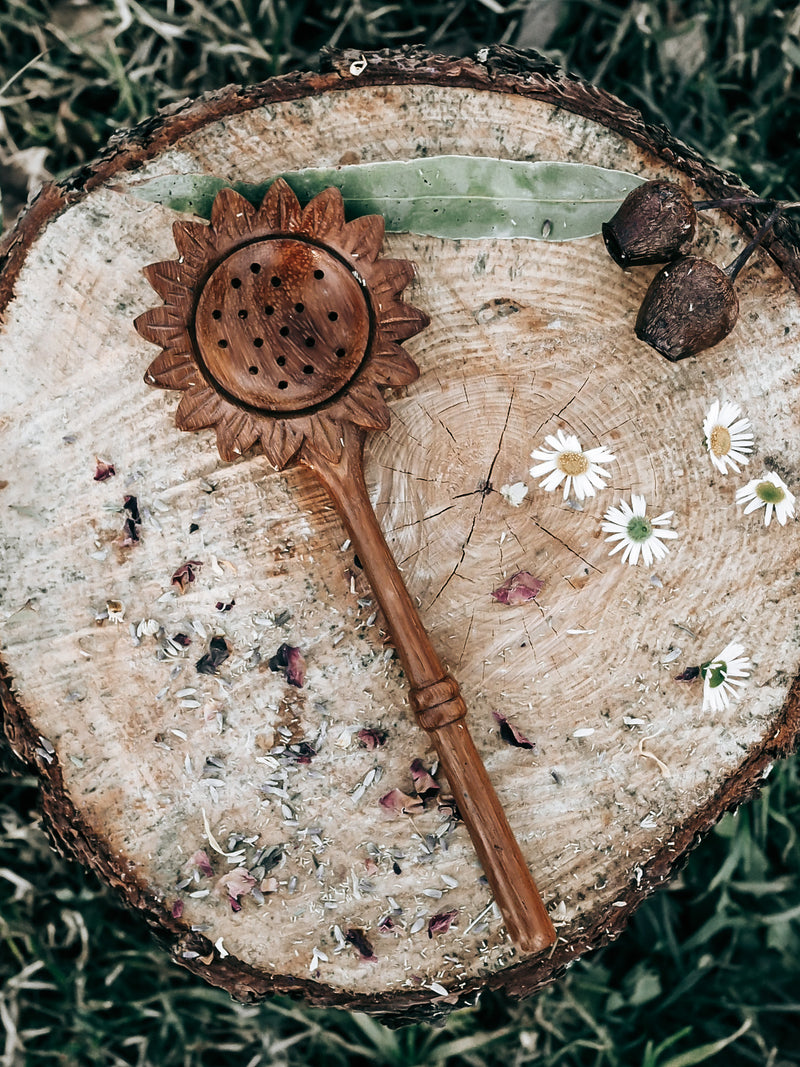 Handcrafted Sunflower Slotted Spoon