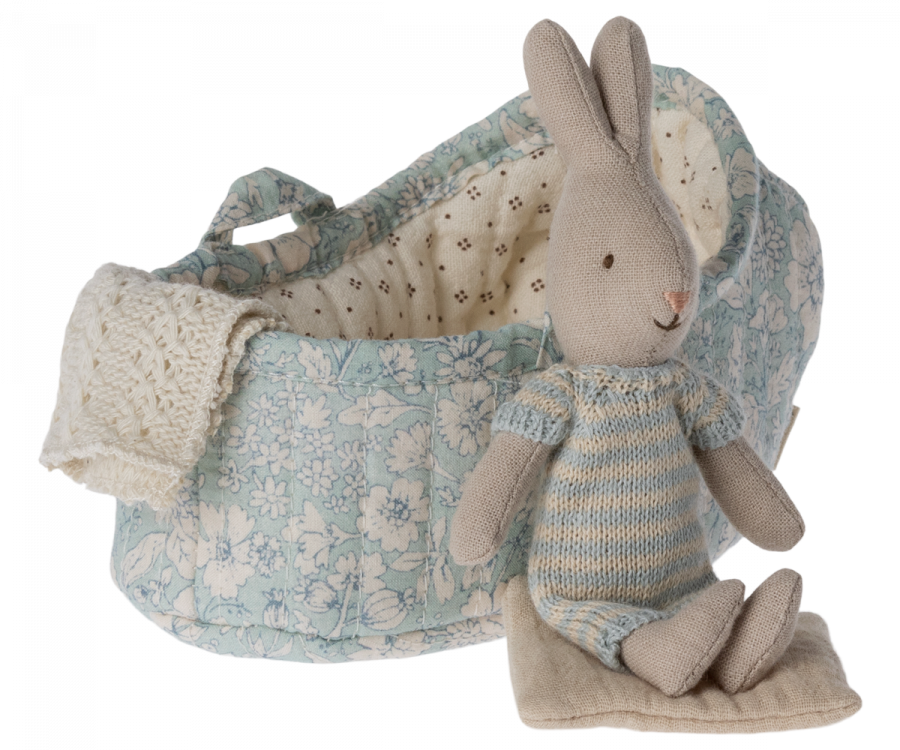 Maileg Rabbit in Carry Cot Micro Assorted Little Luna Nova