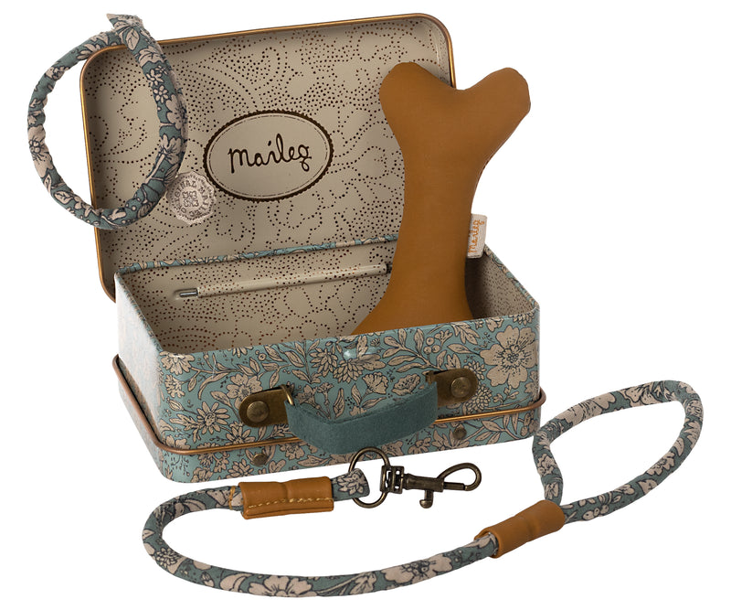 Maileg Puppy Accessories In Tin Blue