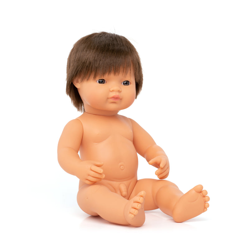 Miniland Doll - Anatomically Correct Baby, Caucasian Boy, Brunette, 38cm