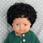 Miniland Doll - Anatomically Correct Baby, Black Curly Hair Caucasian Boy, 38cm