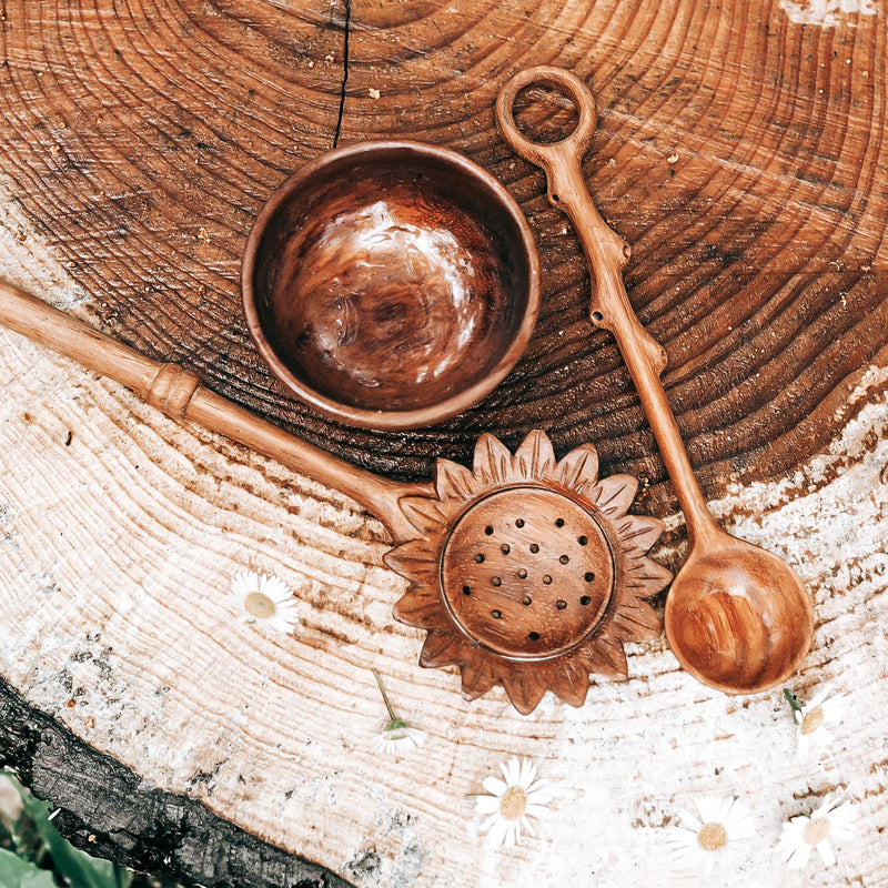 Handcrafted Sunflower Slotted Spoon