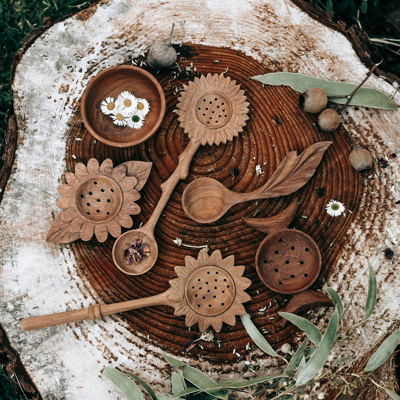 Handcrafted Sunflower Slotted Duo Spoon