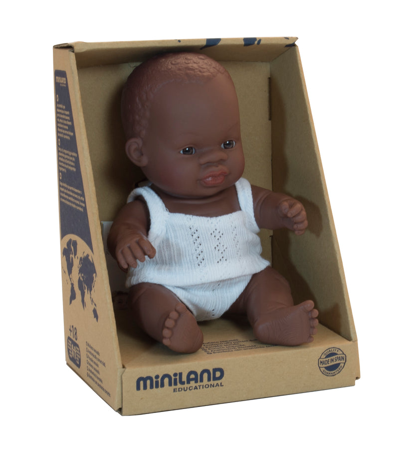 Miniland Doll - Anatomically Correct Baby, African Boy, 21cm