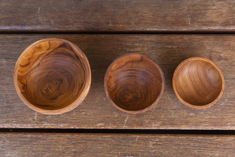 Papoose Teak Nesting Baby Bowls Set Of 3