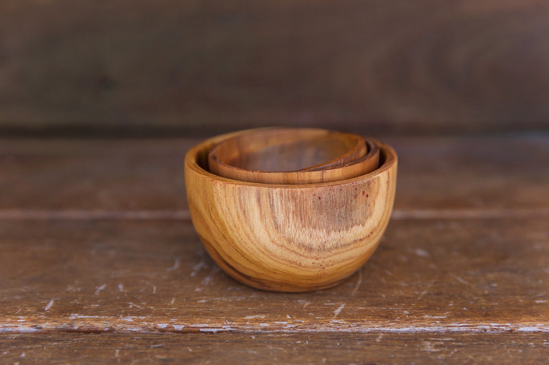 Papoose Teak Nesting Baby Bowls Set Of 3