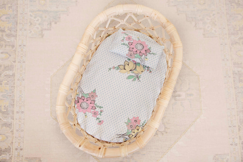 2 Piece Bedding Set To Fit Standard Or Mini Tiny Harlow Bassinet Doll Bed Set Includes Fitted Sheet & Pillow