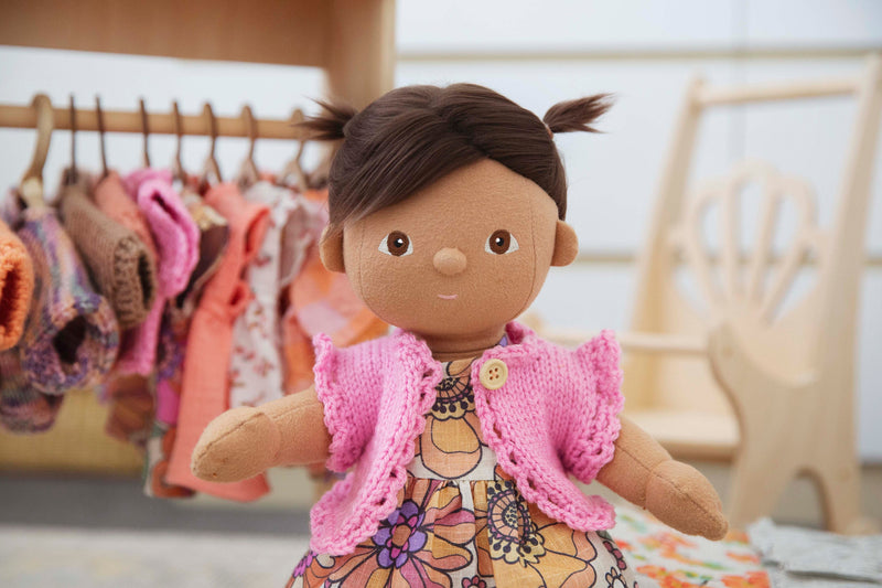 Short Sleeve Knit Frill Cardigan in Pink Made To Fit The Dinkum Dolls