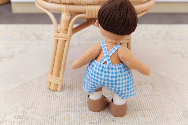 Charlie Overalls In Gingham Blue Made To Fit The Dinkum Dolls