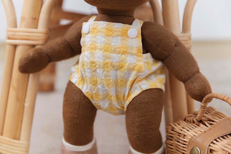 Parker Playsuit In Pink, Yellow and Green Gingham Made To Fit The Dinkum Dolls