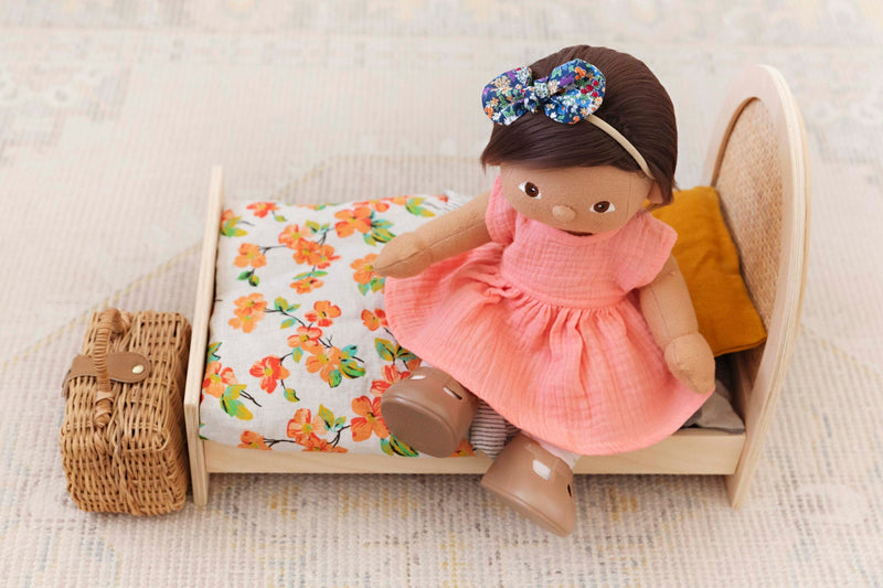 LuLu Dress In Plain Peach Made To Fit The Dinkum Dolls
