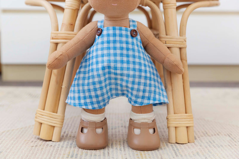 Charlie Overalls In Gingham Blue Made To Fit The Dinkum Dolls