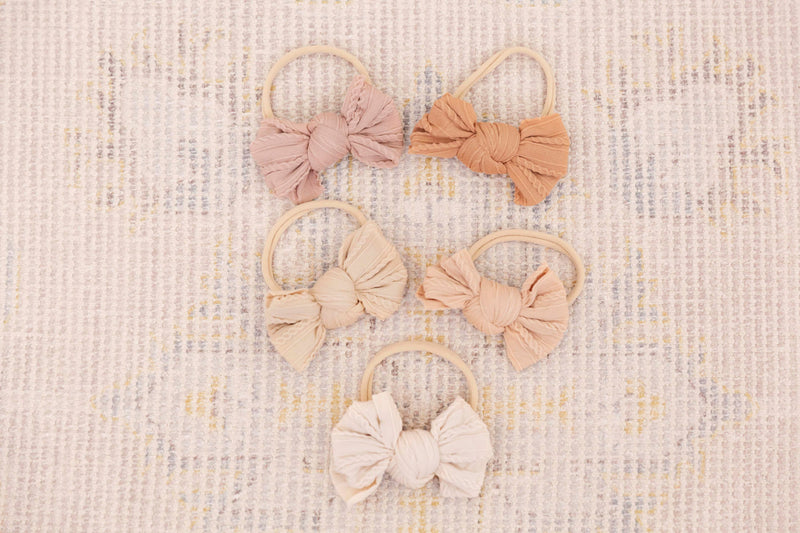 Sophie Headband Bow 5 Neutral Colours to Choose From To Fit Newborn Baby, Dinkum Dolls, 38cm Miniland Dolls and Minikane Dolls