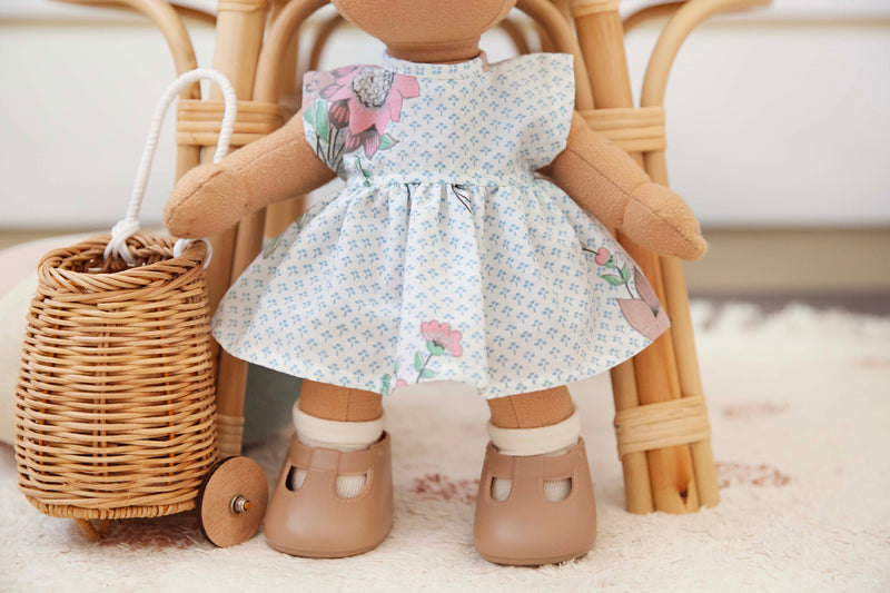 Lulu Dress In Vintage Flowers Made To Fit The Dinkum Dolls