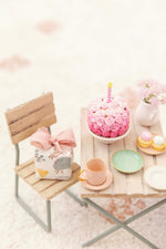 Handmade Miniature Polymer Clay Pink Rose Birthday Cake Perfect For Maileg Mice